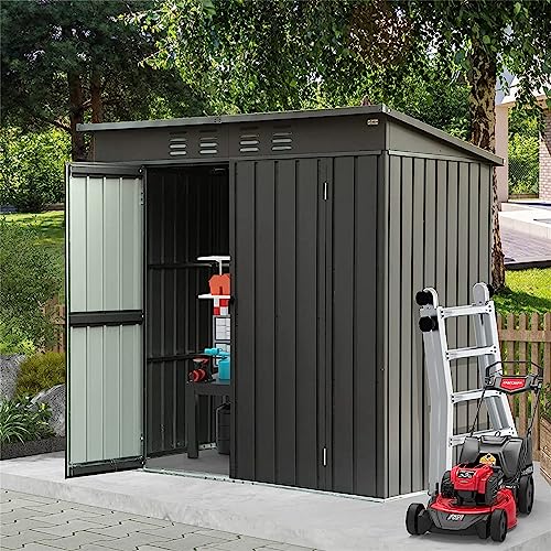 Outdoor Storage Shed Metal Waterproof Garden Tool Shed with Lockable Door Outdoor Storage Clearance for Backyard, Patio, Lawn (6.27x4.51FT)