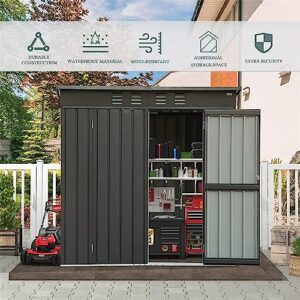 Outdoor Storage Shed Metal Waterproof Garden Tool Shed with Lockable Door Outdoor Storage Clearance for Backyard, Patio, Lawn (6.27x4.51FT)