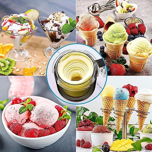 DISXENT 2/4/6PCS Creami Deluxe Pints, for Ninja Kitchen Creami,16 OZ Ice Cream Containers with Lids Reusable,Leaf-Proof Compatible NC301 NC300 NC299AMZ Series Ice Cream Maker,Pink+Blue-4PCS