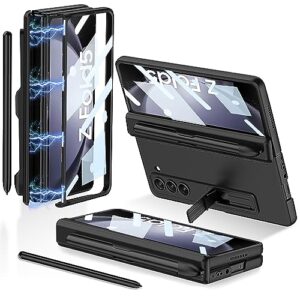 cocoing for samsung galaxy z fold 5 case with pen holder,special hinge protection case with screen protector,built-in magnetic stand,for samsung z fold 5（2023） (black with pen)