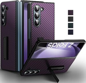 for samsung galaxy z fold 5 case with stand, thin phone case for samsung z fold 5 cover outdoor 360 degrees shockproof protective case galaxy z fold 5 slim case fall protection 5g/7.6" (purple)