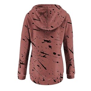 Hoodies for Women Button Collared Drawstring Hooded Sweatshirt Pullover Doodle Graphic Slouchy Casual Long Sleeve Tops Watermelon Red Sweatshirt