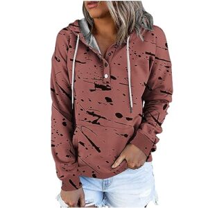 hoodies for women button collared drawstring hooded sweatshirt pullover doodle graphic slouchy casual long sleeve tops watermelon red sweatshirt