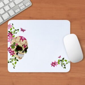 CafePress Sugar Skull with Stargazer Lilly Mousepad Non-Slip Rubber Mousepad, Gaming Mouse Pad