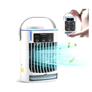 portable air conditioner fan, small air conditioner cooling fan with 3 fresh wind speeds and handle, personal usb rechargeable air cooler, for car bedroom office home tent camping