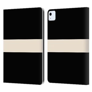 head case designs officially licensed kierkegaard design studio stripe minimalist black cream art leather book wallet case cover compatible with apple ipad air 2020/2022