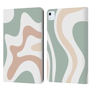 head case designs officially licensed kierkegaard design studio celadon sage swirl retro abstract patterns leather book wallet case cover compatible with apple ipad air 2020/2022