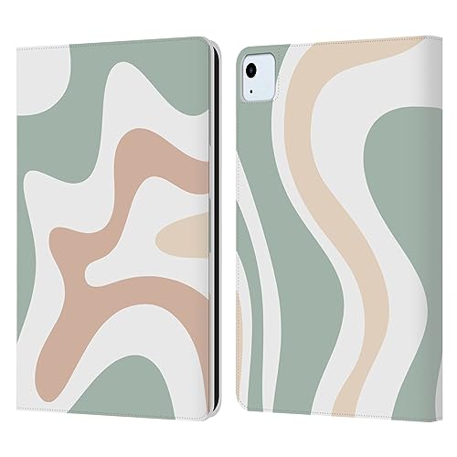 Head Case Designs Officially Licensed Kierkegaard Design Studio Celadon Sage Swirl Retro Abstract Patterns Leather Book Wallet Case Cover Compatible with Apple iPad Air 2020/2022