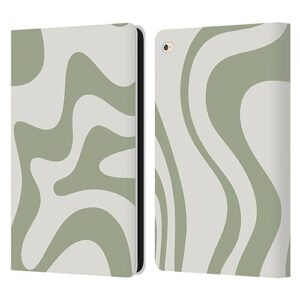 head case designs officially licensed kierkegaard design studio retro liquid swirl sage green art leather book wallet case cover compatible with apple ipad air 2 (2014)