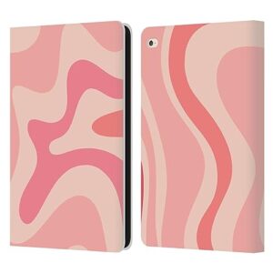 head case designs officially licensed kierkegaard design studio soft pink liquid swirl retro abstract patterns leather book wallet case cover compatible with apple ipad air 2 (2014)