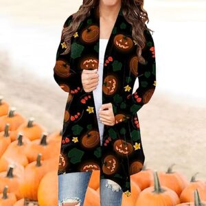 Halloween Costumes for Adults,Blue Sweater for Women Halloween Cardigan for Women Pumpkin Knitting Cardigans Long Sleeve Fall Open Front Sweaters Outwear Coat Oversized Cardigan (Army Green,XXL)