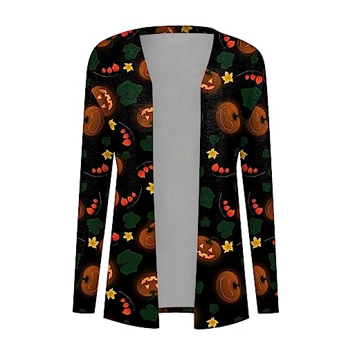 Halloween Costumes for Adults,Blue Sweater for Women Halloween Cardigan for Women Pumpkin Knitting Cardigans Long Sleeve Fall Open Front Sweaters Outwear Coat Oversized Cardigan (Army Green,XXL)