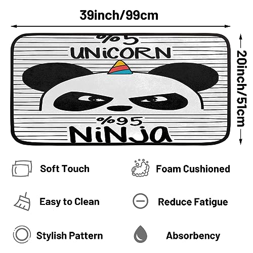 Gublec Cute Ninja Panda Kitchen Mats Cushioned Anti Fatigue Kitchen Rugs Non Slip Washable Floor Mats for Home Office Sink Laundry 39 x 20 Inch