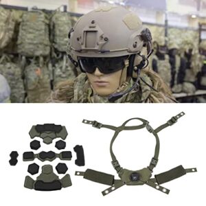 Helmet Padding Kit Adjustable Helmet Sphere Suspension System Soft Nylon Sponge Double Layer Outdoor (Army Green Sponge)