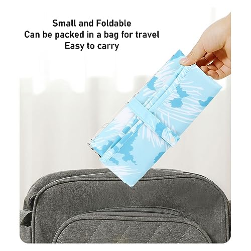 Diaper Changing Pad, Baby Changing Mat Waterproof Easy Cleaning Soft for Outdoor for Car (Water Blue Graffiti)