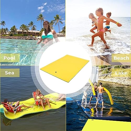 Floating Mat Water Mat Lily Pad with Rolling Pillow Design, Bouncy Tear-Resistant 3-Layer XPE Foam, Roll-Up Floating Island River Rafts,Blue (Color : Yellow, Size : 1.8mx0.6mx3.3cm)