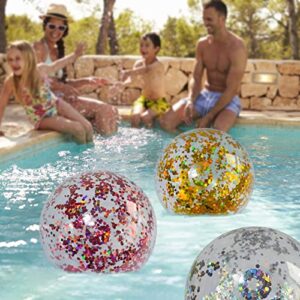 Muised 5PC Transparent PVC Inflatable Beach Ball Elastic Beach Ball Confetti Ball Pool Beach Outdoor Toys, Beach Sand Outdoor Water Games Toddler Bath Toys Pool Party Favors