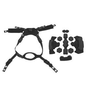 Zerodis Helmet Dial Suspension System Chin Strap, Helmet Padding Kit Easy to Install Sponge Nylon 24 Adjustable Hook and Fasteners for Cycling (Black Sponge)