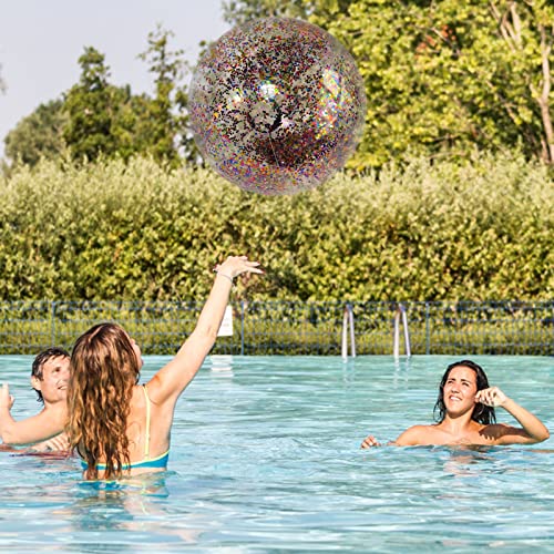 Transparent PVC Inflatable Beach Ball Elastic Beach Ball Confetti Ball Pool Beach Outdoor Toys, Girl Bath Toys Kiddie Pools Water Toys for Kids Beach Toys for Kids 8-10