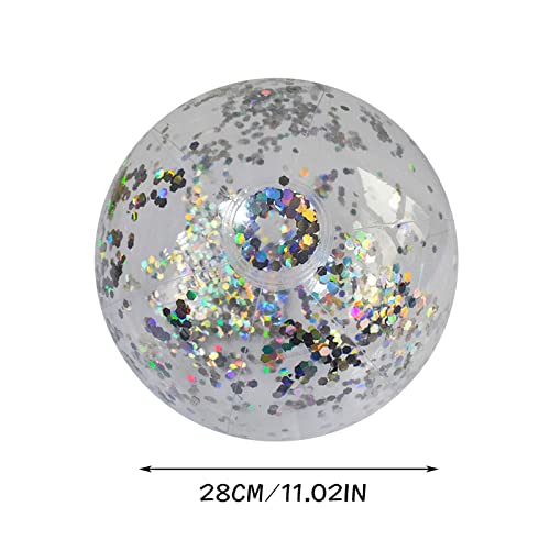 Transparent PVC Inflatable Beach Ball Elastic Beach Ball Confetti Ball Pool Beach Outdoor Toys, Girl Bath Toys Kiddie Pools Water Toys for Kids Beach Toys for Kids 8-10