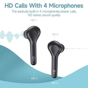 Wireless Earbuds Noise Cancelling 4 Mic Clear Call Bluetooth Headphones Wireless Charging Case LED Display Lightweight Stereo Earphones in Ear Buds 32H Playtime for iPhone Android Cell Phones Sport TV