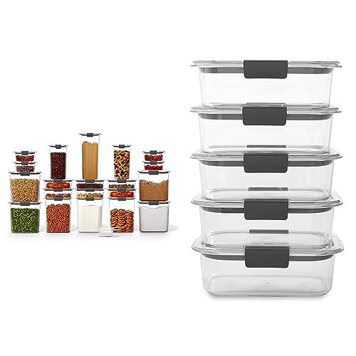 Rubbermaid Brilliance BPA Free Food Storage Containers with Lids, Airtight, for Kitchen and Pantry Organization & Brilliance BPA Free Food Storage Containers with Lids, Airtight