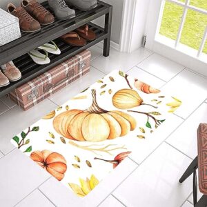 susiyo doormat 30"x18" fall harvest pumpkins sunflowers non-slip indoor entryway door mat (rubber backing)