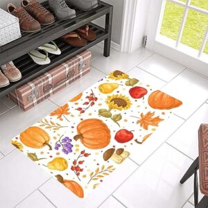 susiyo doormat 30"x18" autumn pumpkins sunflowers leaves non-slip indoor entryway door mat (rubber backing)