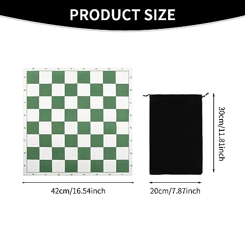 Portable Chess & Checkers Set, 42cm Tournament Chess Mat with Chess & Storage Bag, PU Leather Tournament Roll Up Chess Board Travel Chess Sets(Size:42cm)