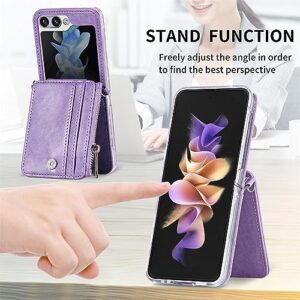 phone flip case 2 in 1 Detachable Wallet Case Compatible with Samsung Galaxy Z Flip 5 Case with Card Holder, Galaxy Z Flip 5 Case with Detachable Strap Crossbody Zipper Pocket Kickstand Compatible wit