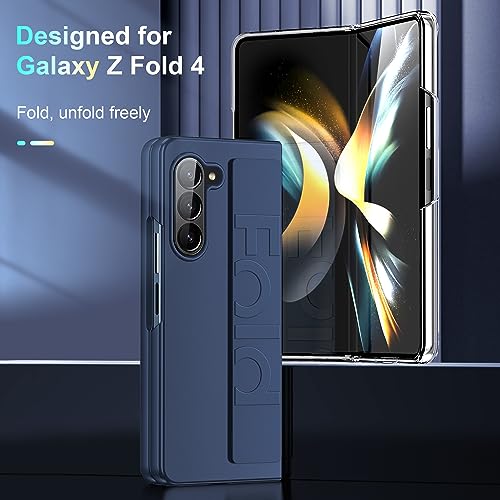 phone flip case Ultra-Thin Case Compatible with Samsung Galaxy Z Fold 5 Case w Grip Silicone Strap, Hard PC Case, Anti-Scratches Shockproof Case Protective Phone Case phone screen protection ( Color :