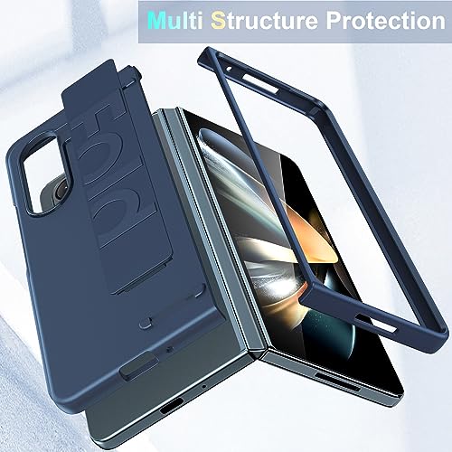 phone flip case Ultra-Thin Case Compatible with Samsung Galaxy Z Fold 5 Case w Grip Silicone Strap, Hard PC Case, Anti-Scratches Shockproof Case Protective Phone Case phone screen protection ( Color :