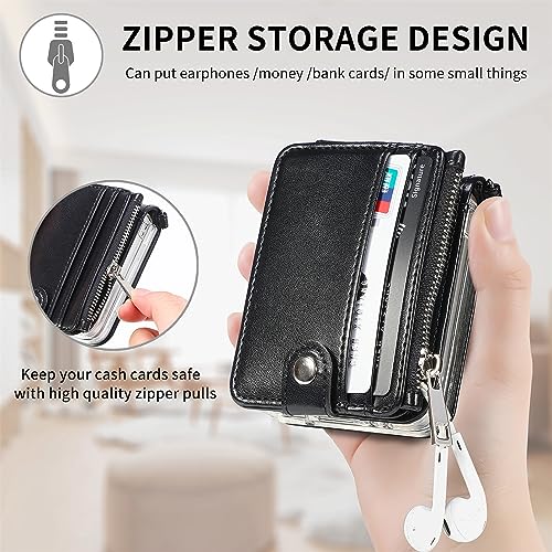 phone flip case 2 in 1 Detachable Wallet Case Compatible with Samsung Galaxy Z Flip 5 Case with Card Holder, Galaxy Z Flip 5 Case with Detachable Strap Crossbody Zipper Pocket Kickstand Compatible wit