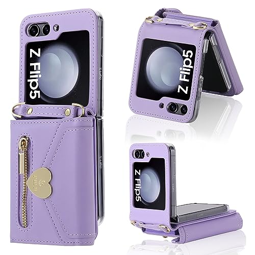 phone flip case Compatible with Samsung Galaxy Z Flip 5 Case with Card Holder and PU Leather Wallet Case Compatible with Women Girls 360 Shockproof Full Body Protection Bumper Shockproof Flip Case pho