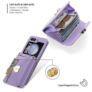 phone flip case Compatible with Samsung Galaxy Z Flip 5 Case with Card Holder and PU Leather Wallet Case Compatible with Women Girls 360 Shockproof Full Body Protection Bumper Shockproof Flip Case pho