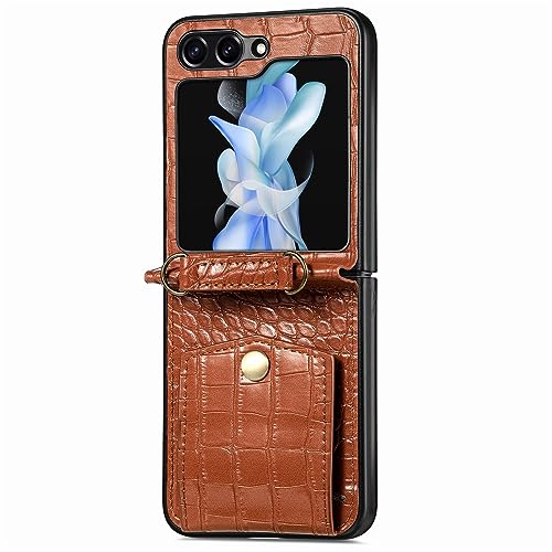 phone flip case 2 in 1 Wallet Case Compatible with Samsung Galaxy Z Flip 5 Wallet Case with Card Holder ,PU Leather Protective Flip Phone Cover Fashion Crossbody Strap Phone Case phone cover ( Color :