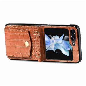 phone flip case 2 in 1 Wallet Case Compatible with Samsung Galaxy Z Flip 5 Wallet Case with Card Holder ,PU Leather Protective Flip Phone Cover Fashion Crossbody Strap Phone Case phone cover ( Color :