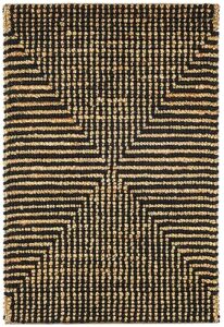 dash & albert kelan handwoven jute rug, 8 x 10 feet, black/neutral geometric pattern