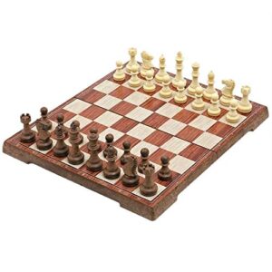 Chess Set Magnetic Board Tournament Travel Portable Chess Set New Chess Folded Board International Magnetic Chess Set Playing Gift Chess Game Board Set (Color : Brown)