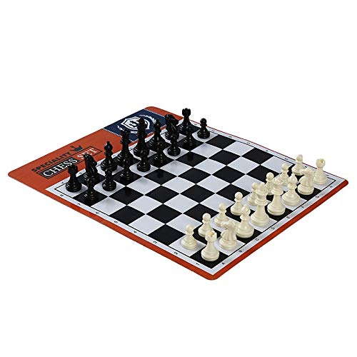 Chess Set Chessboard Game Appearance Portable Folding Travel Family Party Chess Set International Chess Game Backgammon Chess Game Board Set (Color : Black and White 49mm)