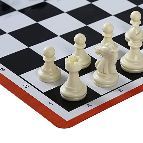 Chess Set Chessboard Game Appearance Portable Folding Travel Family Party Chess Set International Chess Game Backgammon Chess Game Board Set (Color : Black and White 49mm)