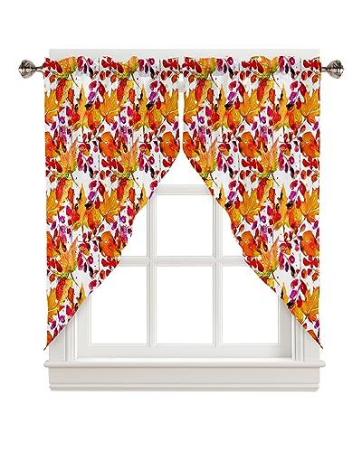 CyCoShower Window Topper Curtains,Christmas Gold Snowflakes Green Red White Stripes Winter Window Swag Valances Rod Pocket Short Kitchen Curtain Valance for Bedroom Living Room Cafe 36"x63"-2pcs