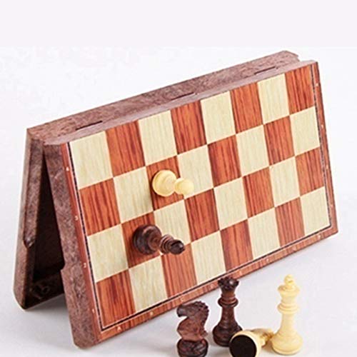 Chess Set Magnetic Board Tournament Travel Portable Chess Set New Chess Folded Board International Magnetic Chess Set Playing Chess Game Board Set (Color : Brown)