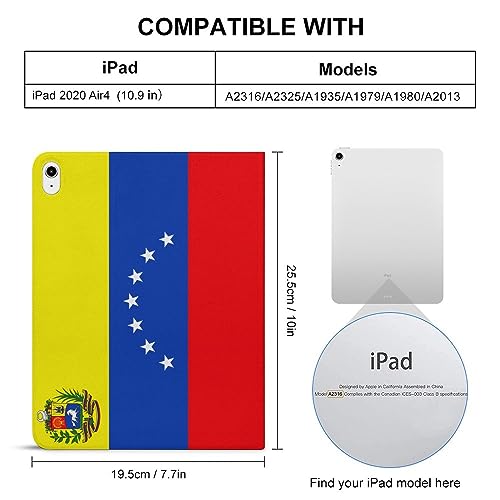 Venezuelan Flag Fashion Case for IPAD 2020 AIR 4 （10.9in）, Pen Slot Protective Cover for IPAD 2020 AIR 4 （10.9in）, Convenient Magnetic Stand