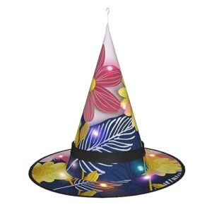 evanem decorative flower 2 pcs halloween witch hats with led lights halloween decorations hat for women glowing witch hat