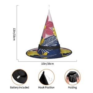 EVANEM Decorative Flower 2 Pcs Halloween Witch Hats With Led Lights Halloween Decorations Hat For Women Glowing Witch Hat