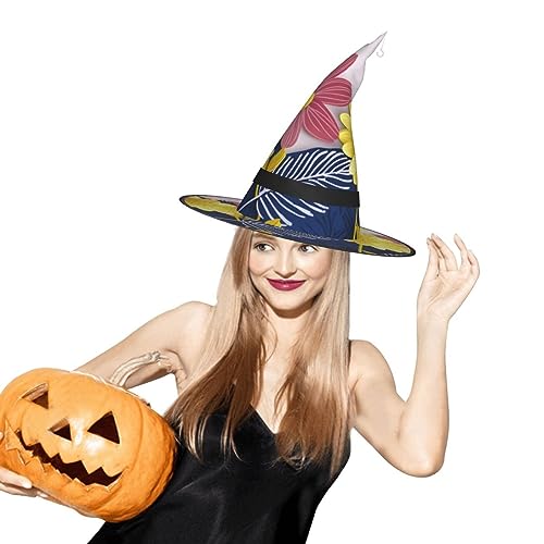 EVANEM Decorative Flower 2 Pcs Halloween Witch Hats With Led Lights Halloween Decorations Hat For Women Glowing Witch Hat
