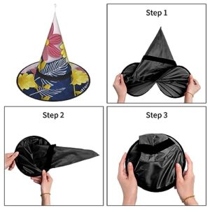 EVANEM Decorative Flower 2 Pcs Halloween Witch Hats With Led Lights Halloween Decorations Hat For Women Glowing Witch Hat