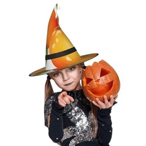 EVANEM Orange Citrus 2 Pcs Halloween Witch Hats With Led Lights Halloween Decorations Hat For Women Glowing Witch Hat