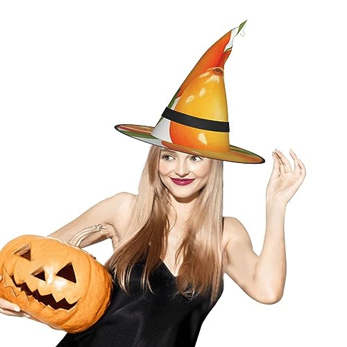 EVANEM Orange Citrus 2 Pcs Halloween Witch Hats With Led Lights Halloween Decorations Hat For Women Glowing Witch Hat